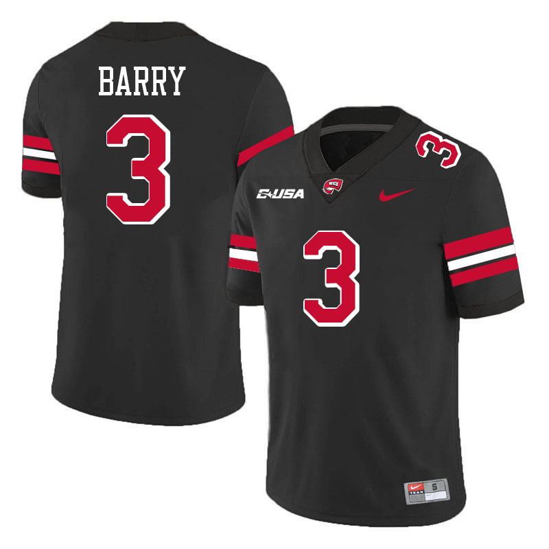 Moussa Barry WKU Jersey, Western Kentucky Hilltoppers #3 Moussa Barry Jersey Youth-Black